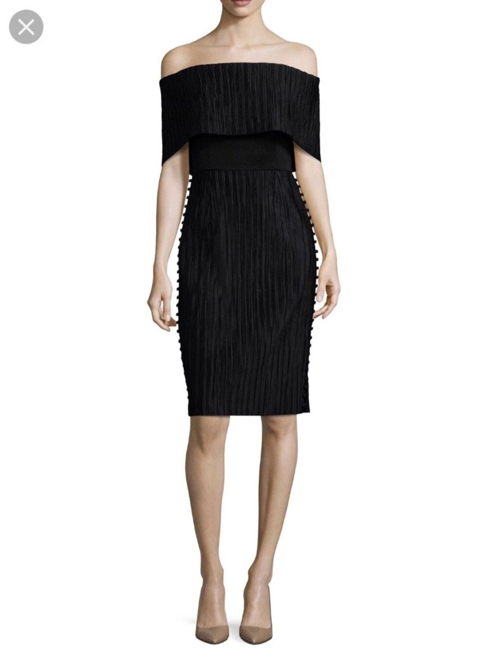 Misha Collection Off-Shoulder Black Cocktail Dress Formal Wedding Black Tie 6
